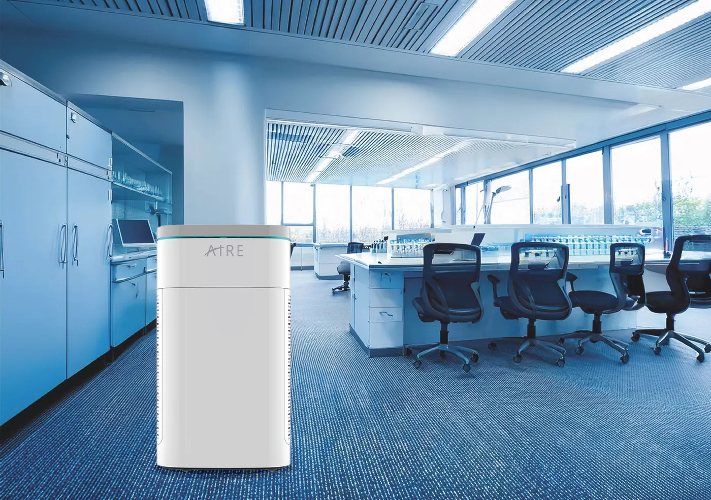 AIRE Pro 800S air purifier in a modern open-plan office