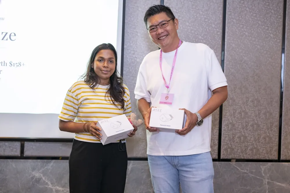 An AIRE Plasma Air purifier presented to a lucky-draw winner at the Bloom Into Motherhood event